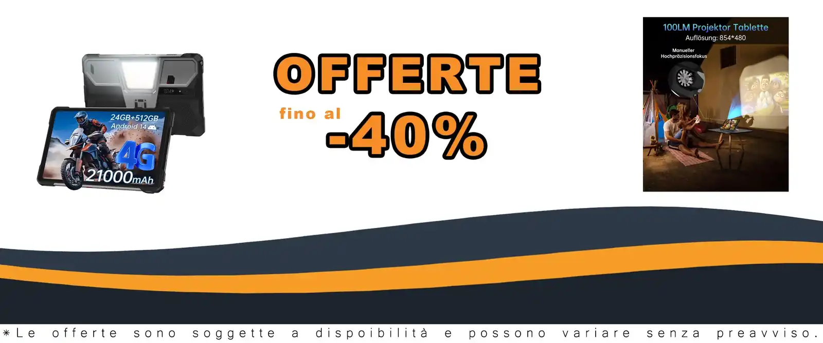 Proiettore tablet Android 14 pollici resistente camping